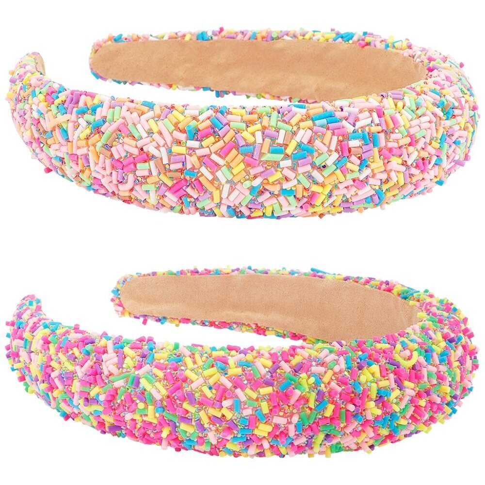 2 Pack Candy Headbands Padded Donut Glitter Hair Accessories for Women Girls